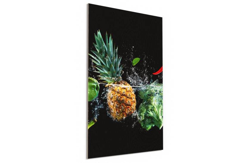 DEQORI Holzbild 'Sauberes Obst und Gemüse', Bild auf Holz natürliches Wandbild Kunstdruck modern Wohnzimmer Design DEQORI Holzbild 'Sauberes Obst und Gemüse', Bild auf Holz natürliches Wandbild Kunstdruck modern Wohnzimmer Design von DEQORI