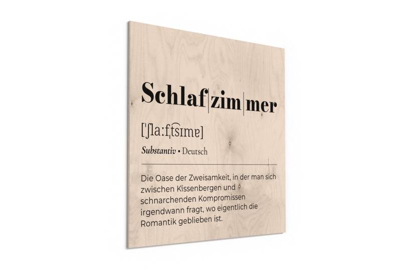 DEQORI Holzbild 'Schlafzimmer - Definition', Bild auf Holz natürliches Wandbild Kunstdruck modern Wohnzimmer Design DEQORI Holzbild 'Schlafzimmer - Definition', Bild auf Holz natürliches Wandbild Kunstdruck modern Wohnzimmer Design von DEQORI
