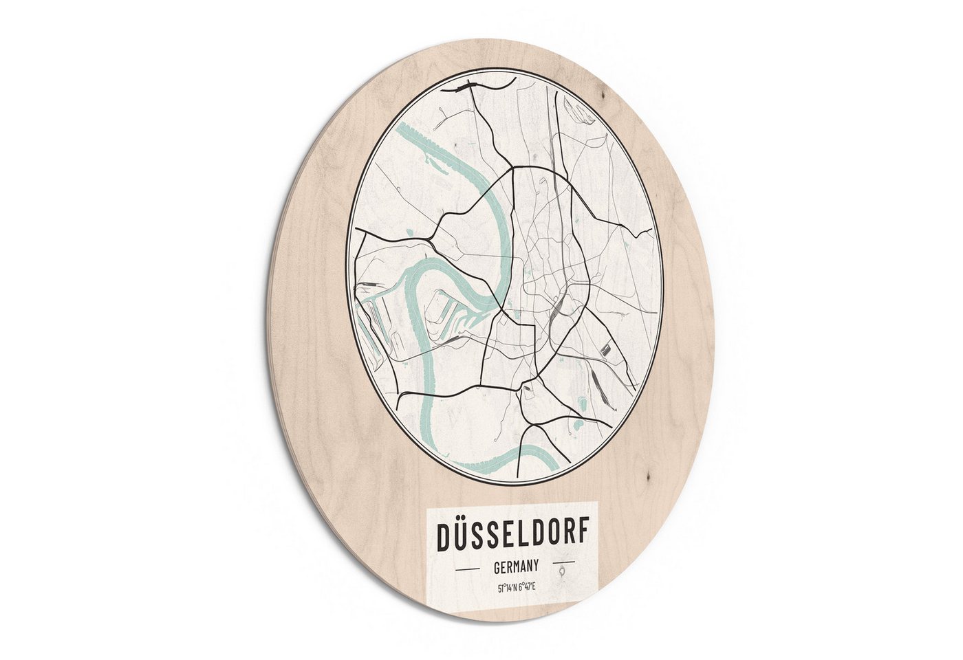 DEQORI Holzbild 'Stadtplan Düsseldorf', Bild auf Holz natürliches Wandbild Kunstdruck modern Wohnzimmer Design DEQORI Holzbild 'Stadtplan Düsseldorf', Bild auf Holz natürliches Wandbild Kunstdruck modern Wohnzimmer Design von DEQORI