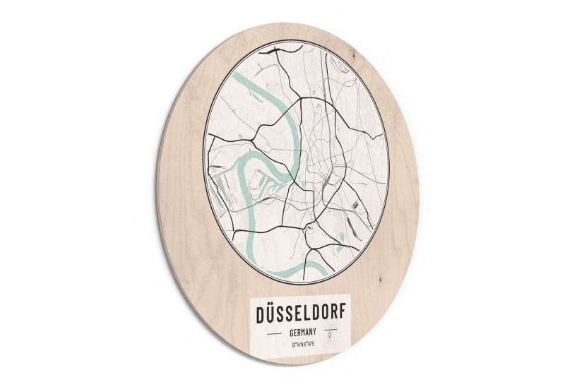 DEQORI Holzbild 'Stadtplan Düsseldorf', Bild auf Holz natürliches Wandbild Kunstdruck modern Wohnzimmer Design DEQORI Holzbild 'Stadtplan Düsseldorf', Bild auf Holz natürliches Wandbild Kunstdruck modern Wohnzimmer Design von DEQORI