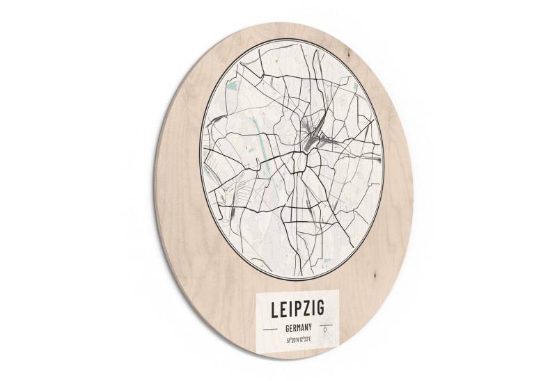 DEQORI Holzbild 'Stadtplan Leipzig', Bild auf Holz natürliches Wandbild Kunstdruck modern Wohnzimmer Design DEQORI Holzbild 'Stadtplan Leipzig', Bild auf Holz natürliches Wandbild Kunstdruck modern Wohnzimmer Design von DEQORI