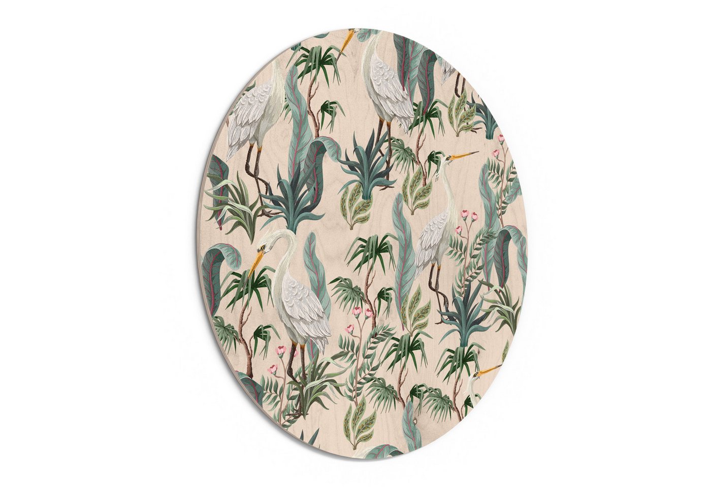 DEQORI Holzbild 'Tropenidylle und Reiher', Bild auf Holz natürliches Wandbild Kunstdruck modern Wohnzimmer Design DEQORI Holzbild 'Tropenidylle und Reiher', Bild auf Holz natürliches Wandbild Kunstdruck modern Wohnzimmer Design von DEQORI