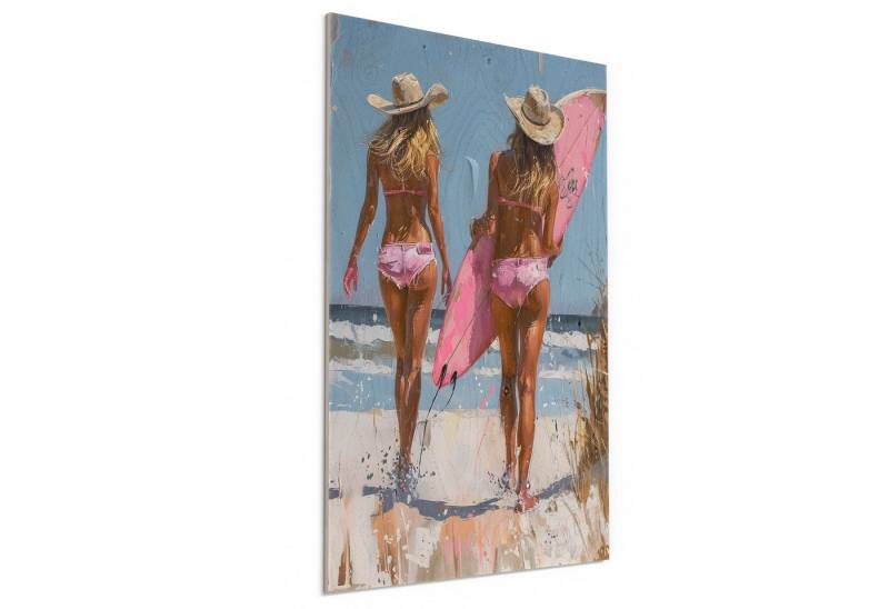 DEQORI Holzbild 'Wellenritt in Rosa', Bild auf Holz natürliches Wandbild Kunstdruck modern Wohnzimmer Design DEQORI Holzbild 'Wellenritt in Rosa', Bild auf Holz natürliches Wandbild Kunstdruck modern Wohnzimmer Design von DEQORI