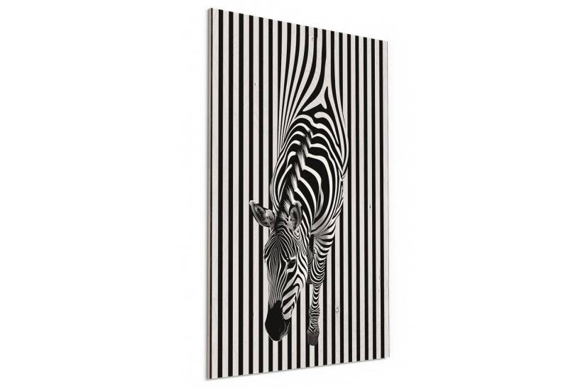 DEQORI Holzbild 'Zebra im Streifenrausch', Bild auf Holz natürliches Wandbild Kunstdruck modern Wohnzimmer Design DEQORI Holzbild 'Zebra im Streifenrausch', Bild auf Holz natürliches Wandbild Kunstdruck modern Wohnzimmer Design von DEQORI