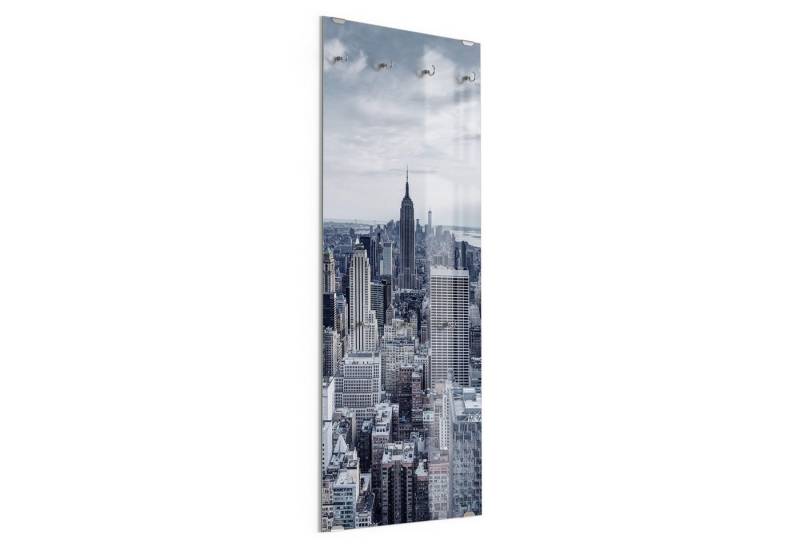 DEQORI Kleiderhaken 'Blaue Skyline New York', Glas Garderobe hängend Flur Jackenhalter modern Wandgarderobe Haken DEQORI Kleiderhaken 'Blaue Skyline New York', Glas Garderobe hängend Flur Jackenhalter modern Wandgarderobe Haken von DEQORI
