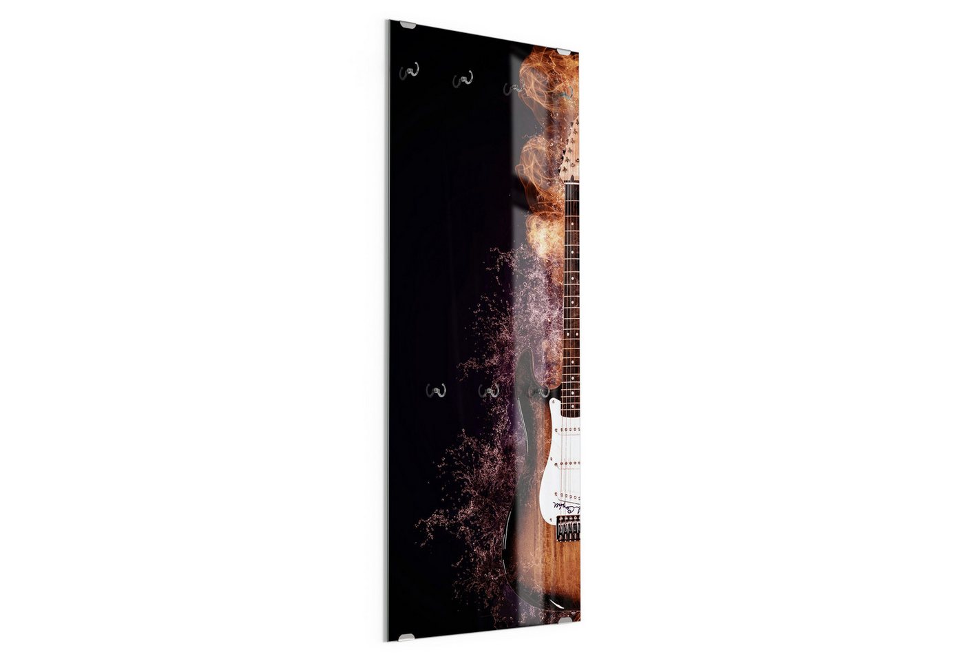 DEQORI Kleiderhaken 'Brennende E-Gitarre', Glas Garderobe hängend Flur Jackenhalter modern Wandgarderobe Haken DEQORI Kleiderhaken 'Brennende E-Gitarre', Glas Garderobe hängend Flur Jackenhalter modern Wandgarderobe Haken von DEQORI