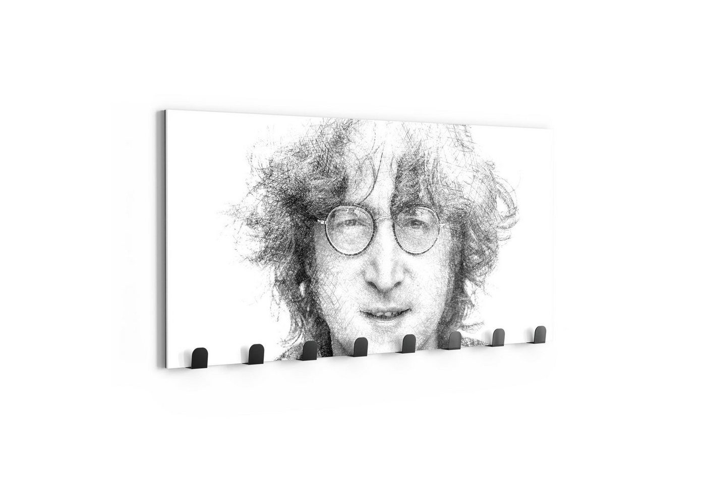 DEQORI Kleiderhaken 'John Lennon Zeichnung', Glas Garderobe Paneel magnetisch beschreibbar von DEQORI