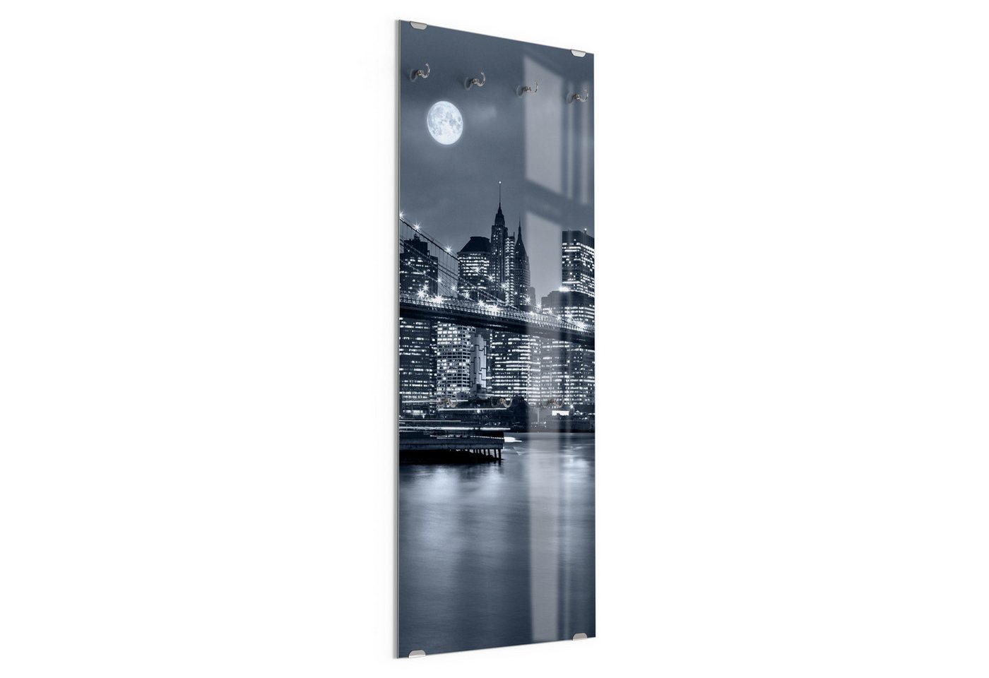DEQORI Kleiderhaken 'Vollmond über New York', Glas Garderobe hängend Flur Jackenhalter modern Wandgarderobe Haken DEQORI Kleiderhaken 'Vollmond über New York', Glas Garderobe hängend Flur Jackenhalter modern Wandgarderobe Haken von DEQORI