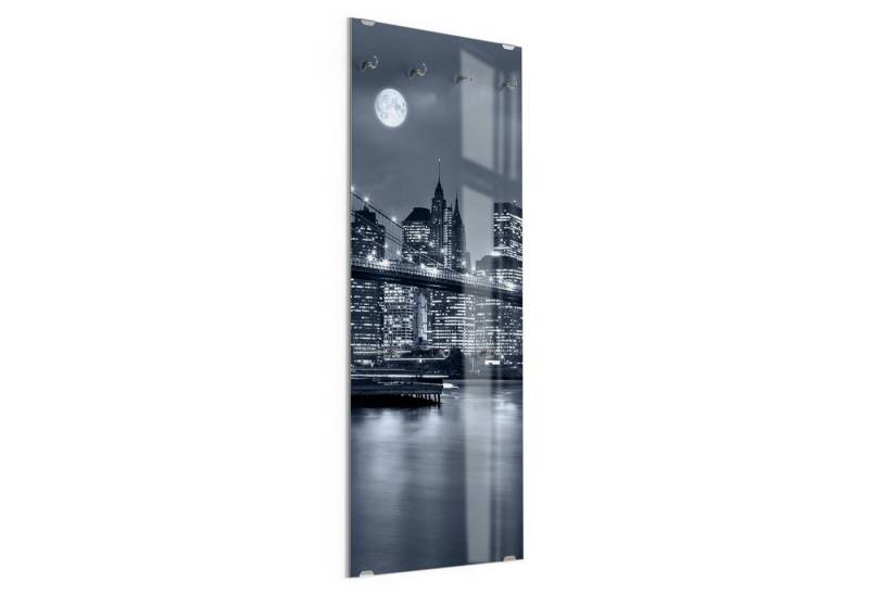 DEQORI Kleiderhaken 'Vollmond über New York', Glas Garderobe hängend Flur Jackenhalter modern Wandgarderobe Haken von DEQORI