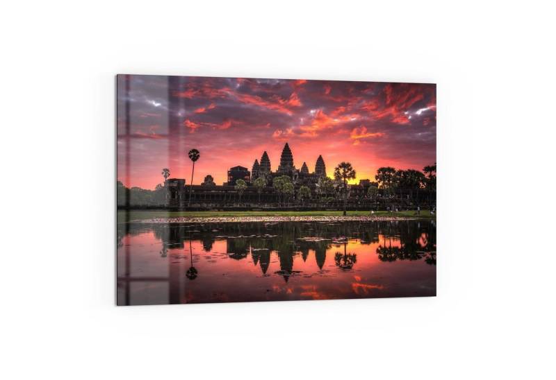 DEQORI Küchenrückwand 'Angkor Wat in Morgenröte', Glas Spritzschutz Badrückwand Herdblende von DEQORI