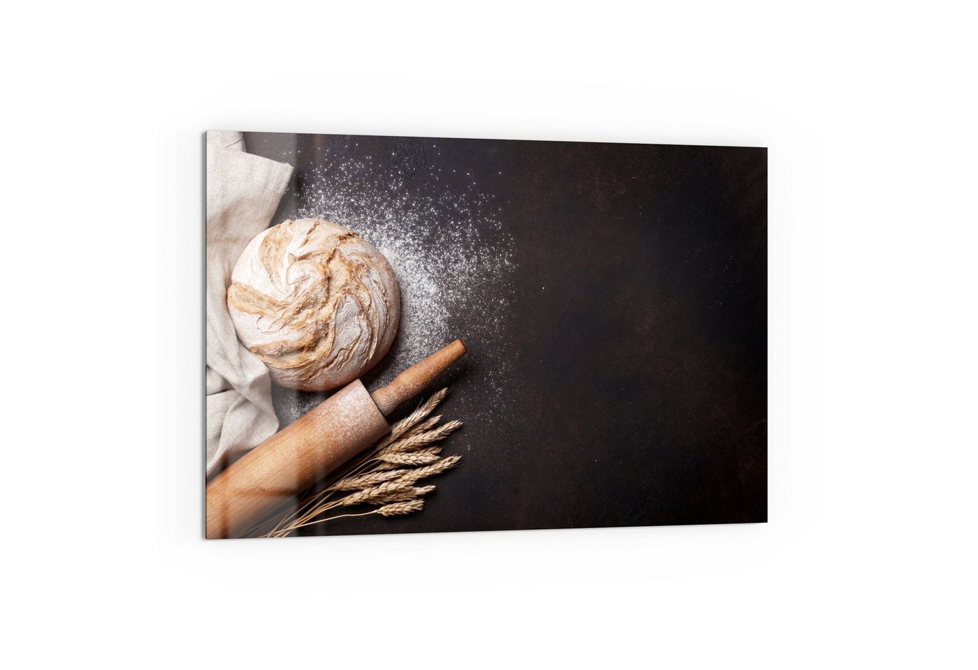DEQORI Küchenrückwand 'Brot mit Nudelholz', Glas Spritzschutz Badrückwand Herdblende von DEQORI