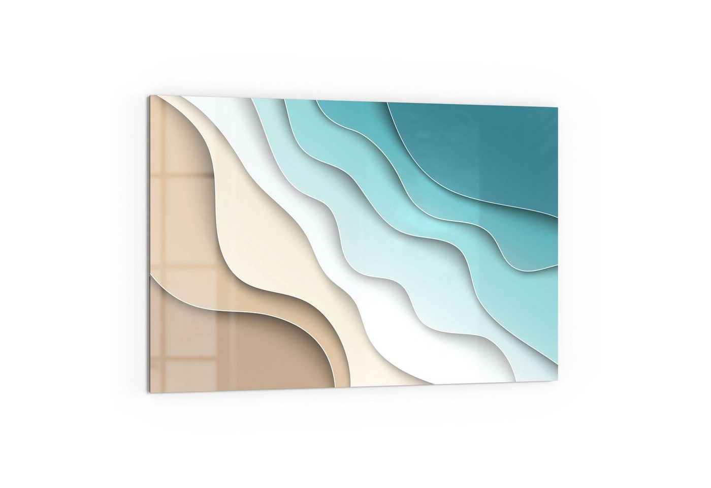 DEQORI Küchenrückwand 'Farbige Papierwellen', Glas Spritzschutz Badrückwand Herdblende von DEQORI