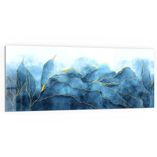 DEQORI Küchenrückwand Glas | Motiv Blauer Wasserfarbverlauf | 125x50 cm | Bad- oder Herd-Rückwand | Herdblende Spritzschutz für Küche & Badezimmer | Moderne Deko für Fliesenspiegel von DEQORI