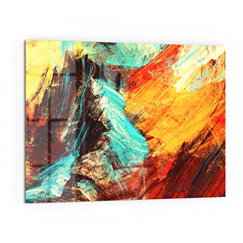 DEQORI Küchenrückwand Glas | Motiv Bunte Pinselstriche | 80x60 cm | Bad- oder Herd-Rückwand | Herdblende Spritzschutz für Küche & Badezimmer | Moderne Deko für Fliesenspiegel von DEQORI