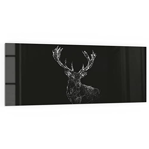 DEQORI Küchenrückwand Glas | Motiv Digitalisierter Hirsch | 125x50 cm | Bad- oder Herd-Rückwand | Herdblende Spritzschutz für Küche & Badezimmer | Moderne Deko für Fliesenspiegel von DEQORI