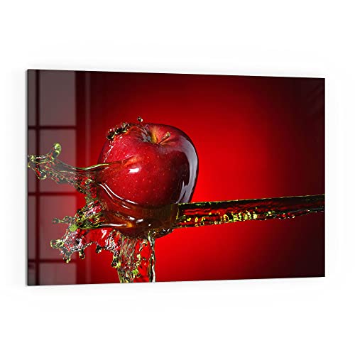 DEQORI Küchenrückwand Glas | Motiv Flüssigkeit trifft Apfel | 60x40 cm | Bad- oder Herd-Rückwand | Herdblende Spritzschutz für Küche & Badezimmer | Moderne Deko für Fliesenspiegel von DEQORI