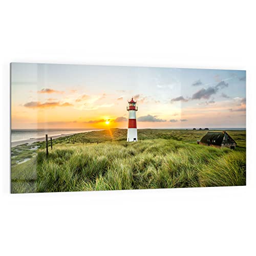 DEQORI Küchenrückwand Glas | Motiv Leuchtturmliebe | 100x50 cm | Bad- oder Herd-Rückwand | Herdblende Spritzschutz für Küche & Badezimmer | Moderne Deko für Fliesenspiegel von DEQORI