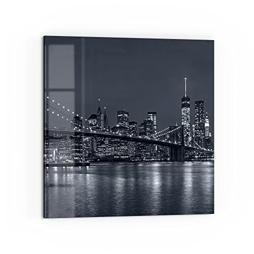 DEQORI Küchenrückwand Glas | Motiv Manhattan Bridge nachts | 60x60 cm | Bad- oder Herd-Rückwand | Herdblende Spritzschutz für Küche & Badezimmer | Moderne Deko für Fliesenspiegel von DEQORI