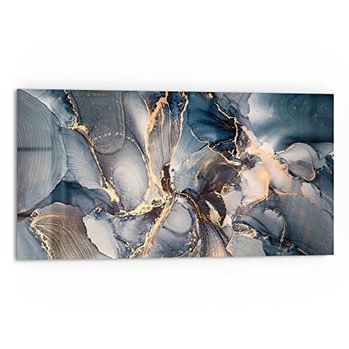 DEQORI Küchenrückwand Glas | Motiv Marmor-Farbspiel mit Gold | 80x40 cm | Bad- oder Herd-Rückwand | Herdblende Spritzschutz für Küche & Badezimmer | Moderne Deko für Fliesenspiegel von DEQORI