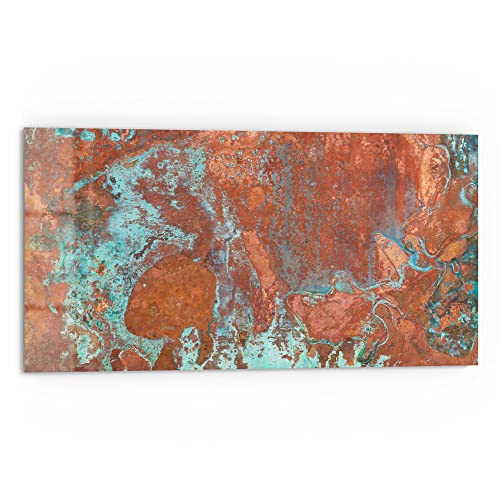 DEQORI Küchenrückwand Glas | Motiv Rostige Kupferplatte | 80x40 cm | Bad- oder Herd-Rückwand | Herdblende Spritzschutz für Küche & Badezimmer | Moderne Deko für Fliesenspiegel von DEQORI