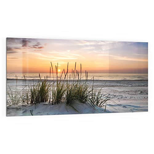 DEQORI Küchenrückwand Glas | Motiv Sonnenuntergang am Strand | 100x50 cm | Bad- oder Herd-Rückwand | Herdblende Spritzschutz für Küche & Badezimmer | Moderne Deko für Fliesenspiegel von DEQORI