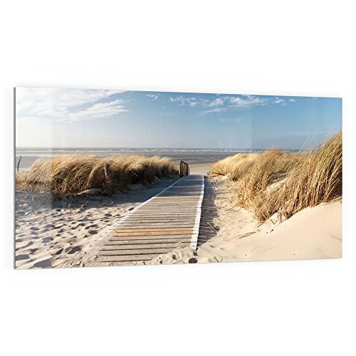 DEQORI Küchenrückwand Glas | Motiv Strandaufgang am Meer | 100x50 cm | Bad- oder Herd-Rückwand | Herdblende Spritzschutz für Küche & Badezimmer | Moderne Deko für Fliesenspiegel von DEQORI