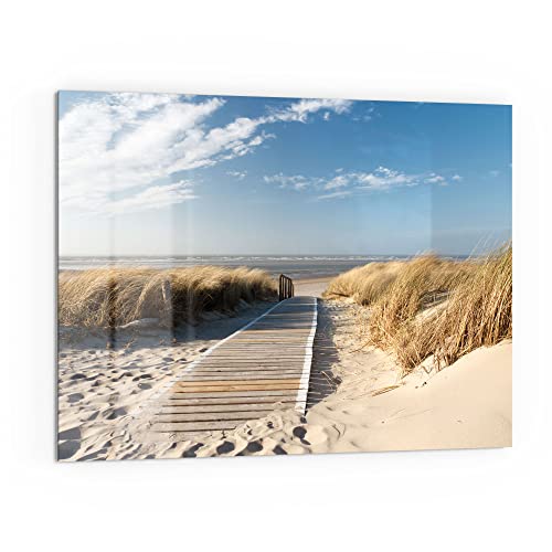 DEQORI Küchenrückwand Glas | Motiv Strandaufgang am Meer | 80x60 cm | Bad- oder Herd-Rückwand | Herdblende Spritzschutz für Küche & Badezimmer | Moderne Deko für Fliesenspiegel von DEQORI