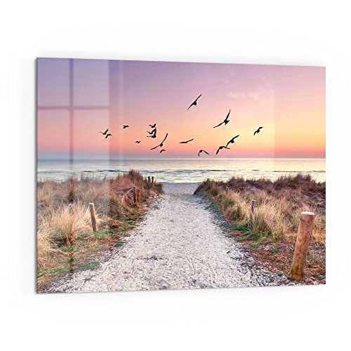 DEQORI Küchenrückwand Glas | Motiv Strandaufgang zur Ostsee | 80x60 cm | Bad- oder Herd-Rückwand | Herdblende Spritzschutz für Küche & Badezimmer | Moderne Deko für Fliesenspiegel von DEQORI