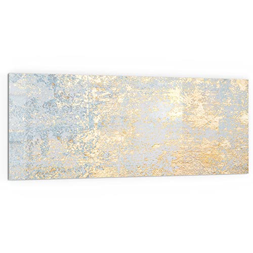 DEQORI Küchenrückwand Glas | Motiv Wand mit Gold-Struktur | 125x50 cm | Bad- oder Herd-Rückwand | Herdblende Spritzschutz für Küche & Badezimmer | Moderne Deko für Fliesenspiegel von DEQORI