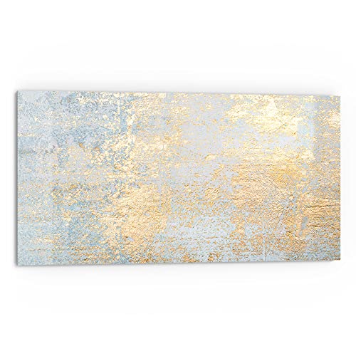 DEQORI Küchenrückwand Glas | Motiv Wand mit Gold-Struktur | 80x40 cm | Bad- oder Herd-Rückwand | Herdblende Spritzschutz für Küche & Badezimmer | Moderne Deko für Fliesenspiegel von DEQORI