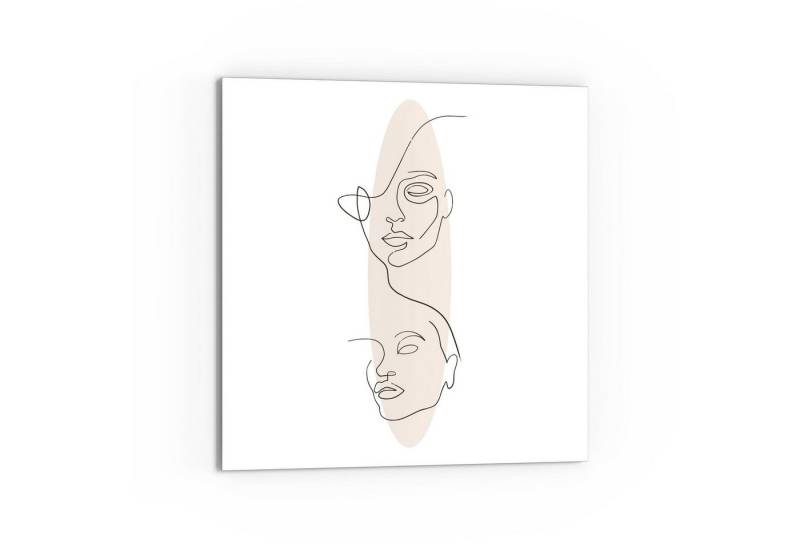 DEQORI Küchenrückwand 'Linien-Gesichter vor Oval', Glas Spritzschutz Badrückwand Herdblende von DEQORI