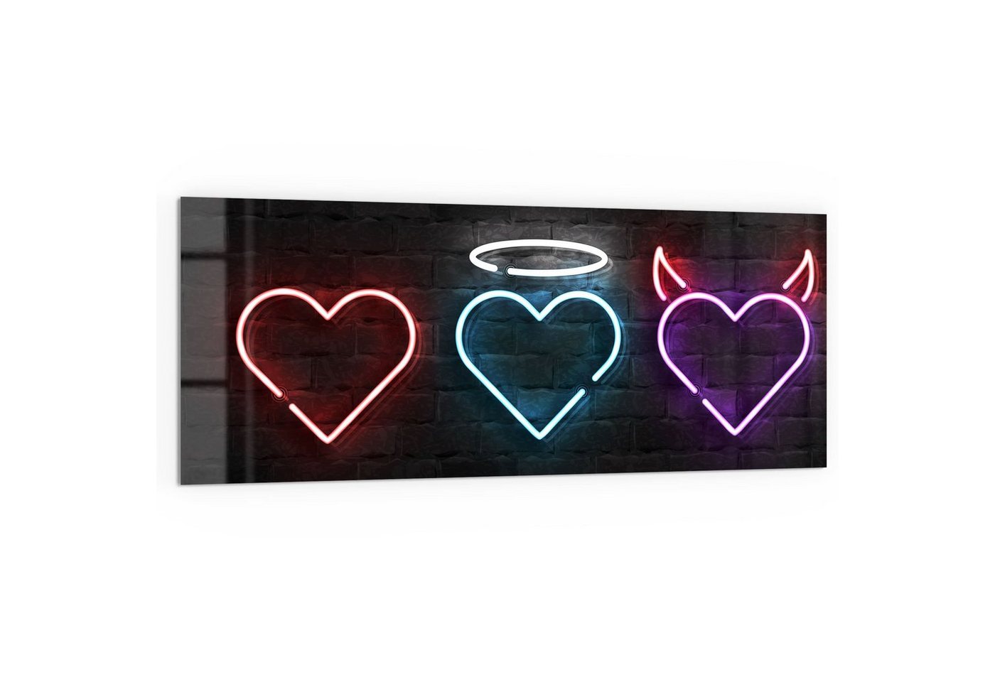 DEQORI Küchenrückwand 'Neonfarbene Herzen', Glas Spritzschutz Badrückwand Herdblende von DEQORI