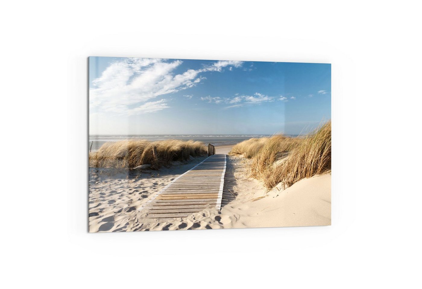 DEQORI Küchenrückwand 'Strandaufgang am Meer', Glas Spritzschutz Badrückwand Herdblende von DEQORI
