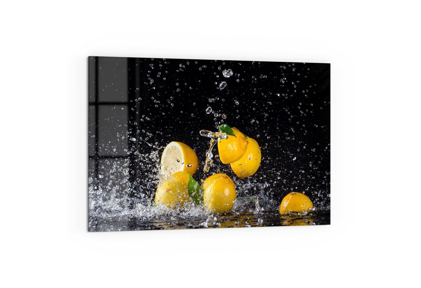DEQORI Küchenrückwand 'Zitronen und Wasserperlen', Glas Spritzschutz Badrückwand Herdblende von DEQORI