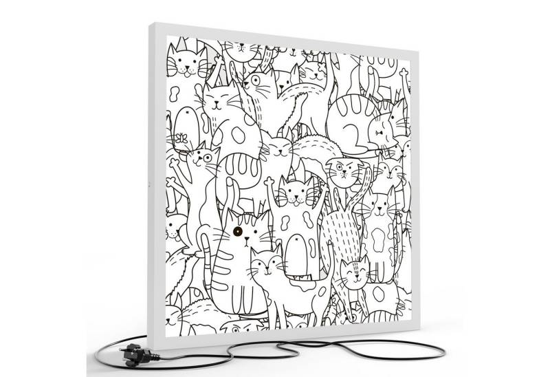 DEQORI LED-Bild 'Comic-Katzen', (1 St), LED Lampe Leuchte Leuchtbild Bild beleuchtet Deckenleuchte Wandlampe von DEQORI
