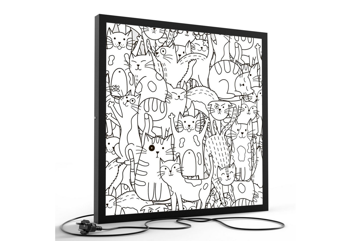 DEQORI LED-Bild 'Comic-Katzen', (1 St), LED Lampe Leuchte Leuchtbild Bild beleuchtet Deckenleuchte Wandlampe von DEQORI