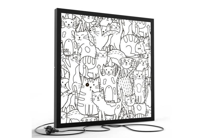 DEQORI LED-Bild 'Comic-Katzen', (1 St), LED Lampe Leuchte Leuchtbild Bild beleuchtet Deckenleuchte Wandlampe von DEQORI