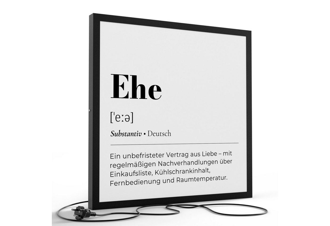 DEQORI LED-Bild 'Ehe - Definition', (1 St), LED Lampe Leuchte Leuchtbild Bild beleuchtet Deckenleuchte Wandlampe von DEQORI