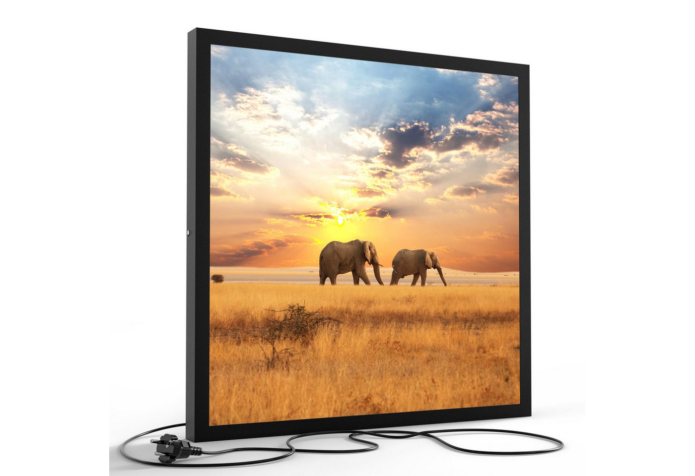 DEQORI LED-Bild 'Elefanten in der Steppe', (1 St), LED Lampe Leuchte Leuchtbild Bild beleuchtet Deckenleuchte Wandlampe von DEQORI