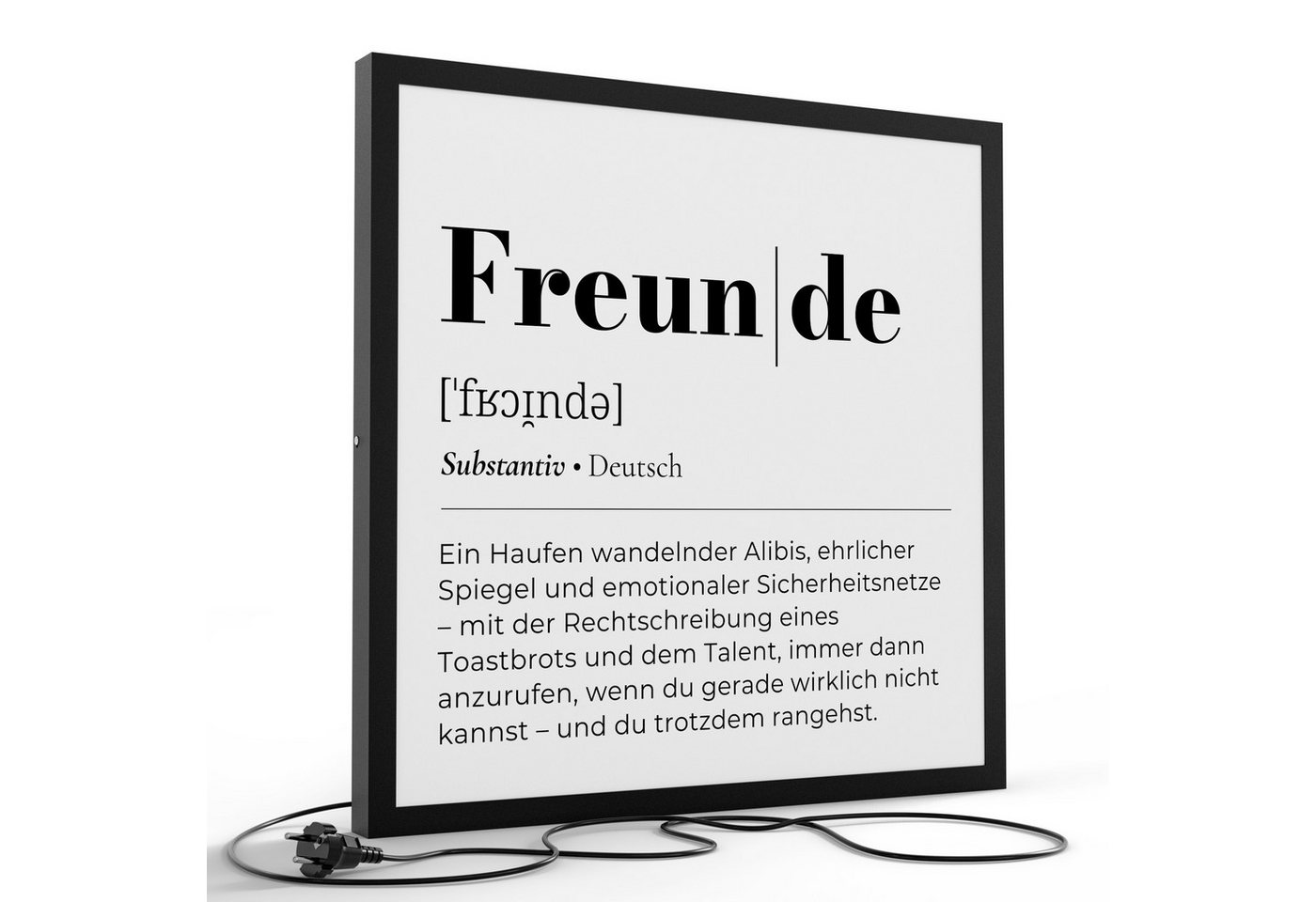 DEQORI LED-Bild 'Freunde - Definition', (1 St), LED Lampe Leuchte Leuchtbild Bild beleuchtet Deckenleuchte Wandlampe von DEQORI