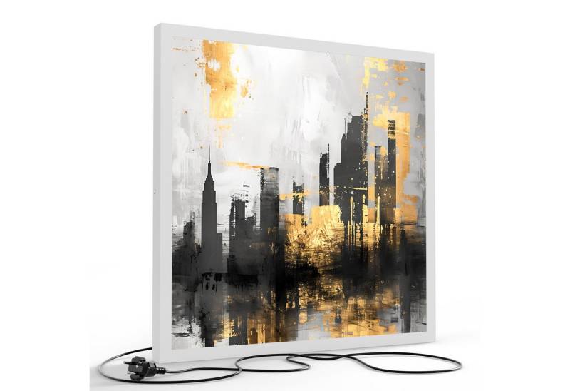 DEQORI LED-Bild 'Goldene Skyline-Reflexion', (1 St), LED Lampe Leuchte Leuchtbild Bild beleuchtet Deckenleuchte Wandlampe von DEQORI