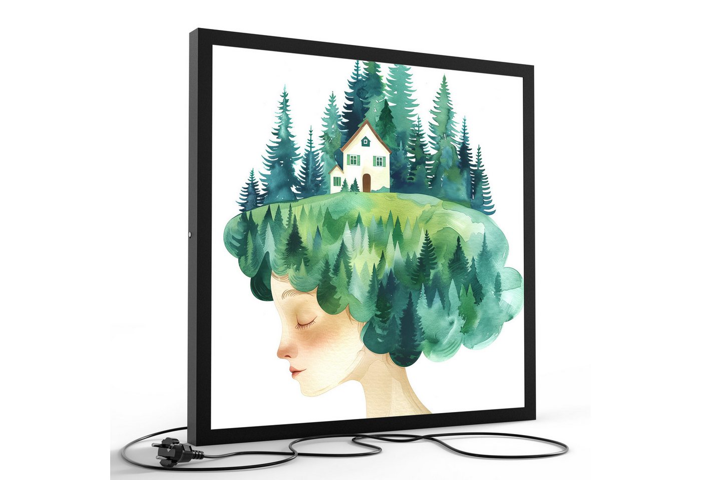 DEQORI LED-Bild 'In mir wohnt der Wald', (1 St), LED Lampe Leuchte Leuchtbild Bild beleuchtet Deckenleuchte Wandlampe von DEQORI