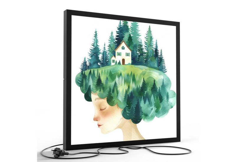 DEQORI LED-Bild 'In mir wohnt der Wald', (1 St), LED Lampe Leuchte Leuchtbild Bild beleuchtet Deckenleuchte Wandlampe von DEQORI