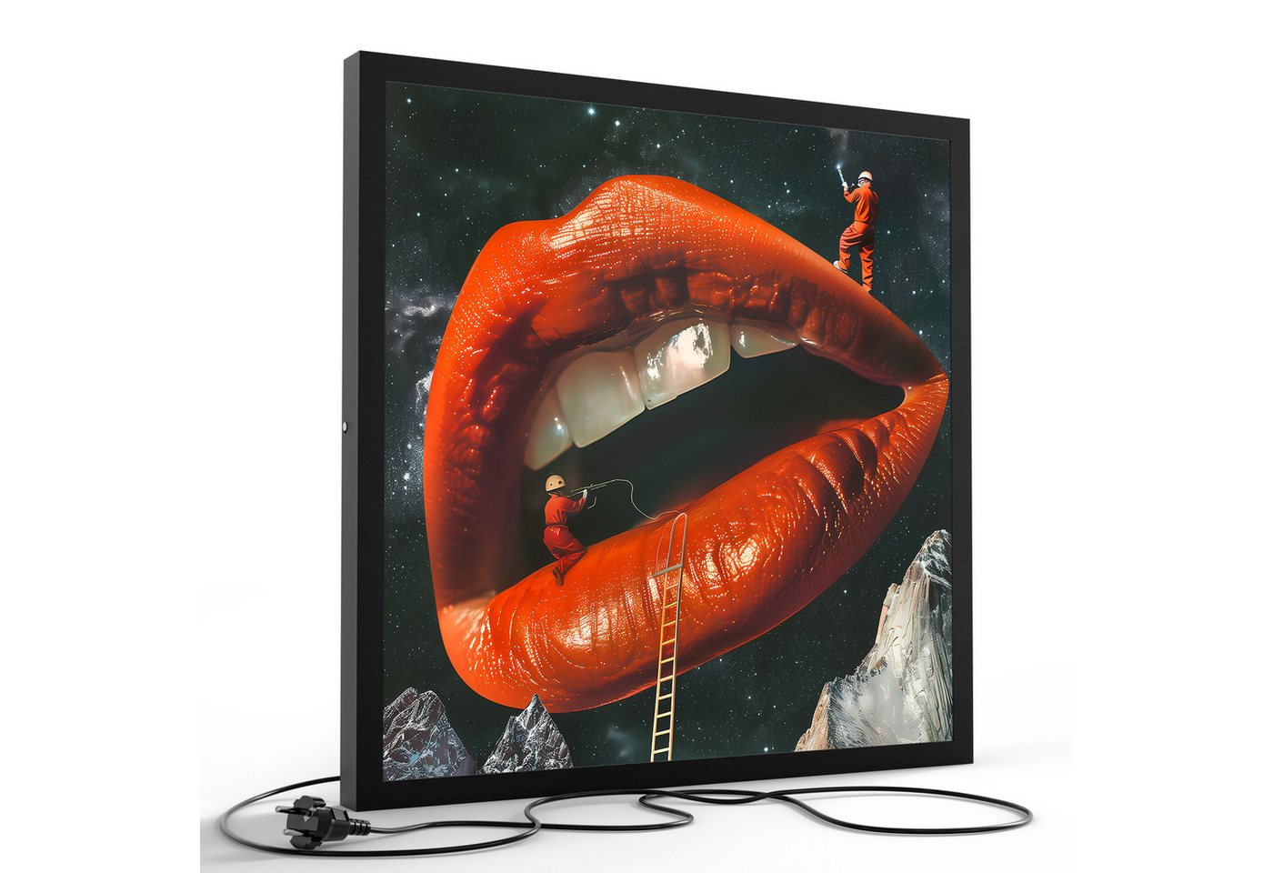 DEQORI LED-Bild 'Kosmische Lippenmission', (1 St), LED Lampe Leuchte Leuchtbild Bild beleuchtet Deckenleuchte Wandlampe von DEQORI