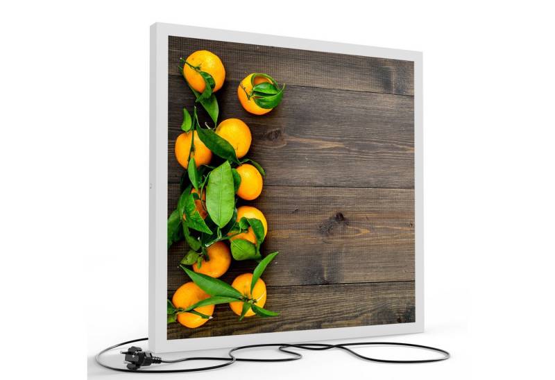 DEQORI LED-Bild 'Orangen auf Holzbrettern', (1 St), LED Lampe Leuchte Leuchtbild Bild beleuchtet Deckenleuchte Wandlampe von DEQORI