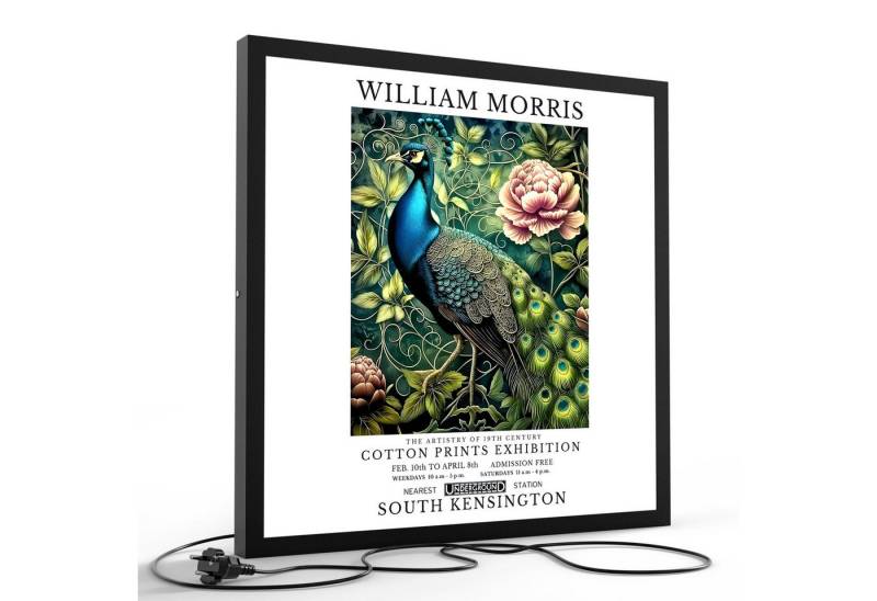 DEQORI LED-Bild 'Pfau im Blütenornament', (1 St), LED Lampe Leuchte Leuchtbild Bild beleuchtet Deckenleuchte Wandlampe von DEQORI