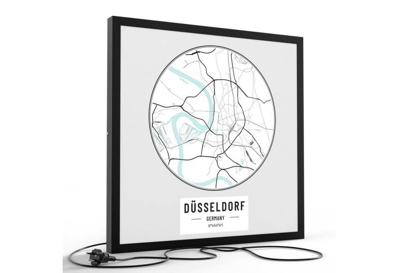 DEQORI LED-Bild 'Stadtplan Düsseldorf', (1 St), LED Lampe Leuchte Leuchtbild Bild beleuchtet Deckenleuchte Wandlampe von DEQORI