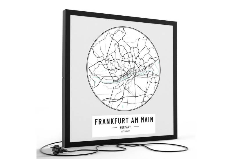 DEQORI LED-Bild 'Stadtplan Frankfurt', (1 St), LED Lampe Leuchte Leuchtbild Bild beleuchtet Deckenleuchte Wandlampe von DEQORI