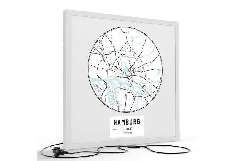 DEQORI LED-Bild 'Stadtplan Hamburg', (1 St), LED Lampe Leuchte Leuchtbild Bild beleuchtet Deckenleuchte Wandlampe von DEQORI