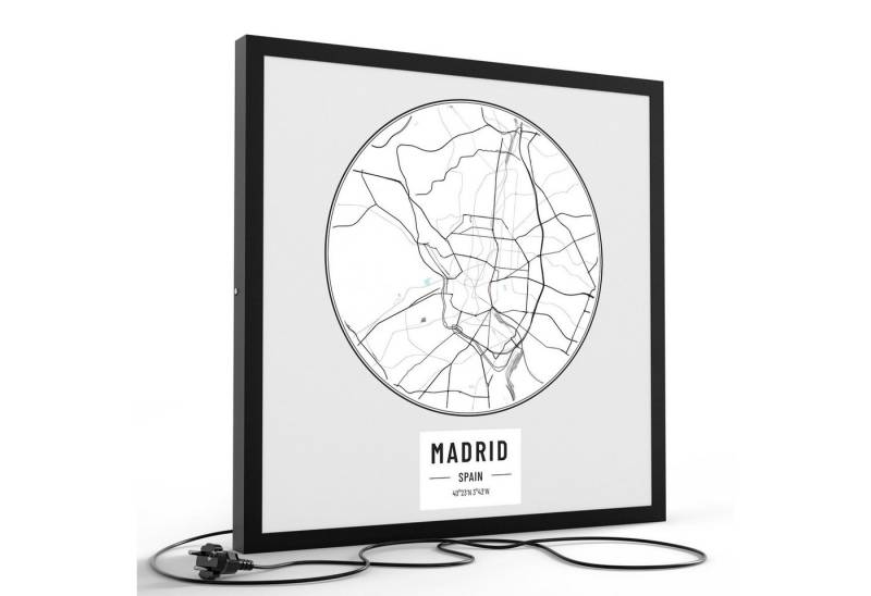 DEQORI LED-Bild 'Stadtplan Madrid', (1 St), LED Lampe Leuchte Leuchtbild Bild beleuchtet Deckenleuchte Wandlampe von DEQORI